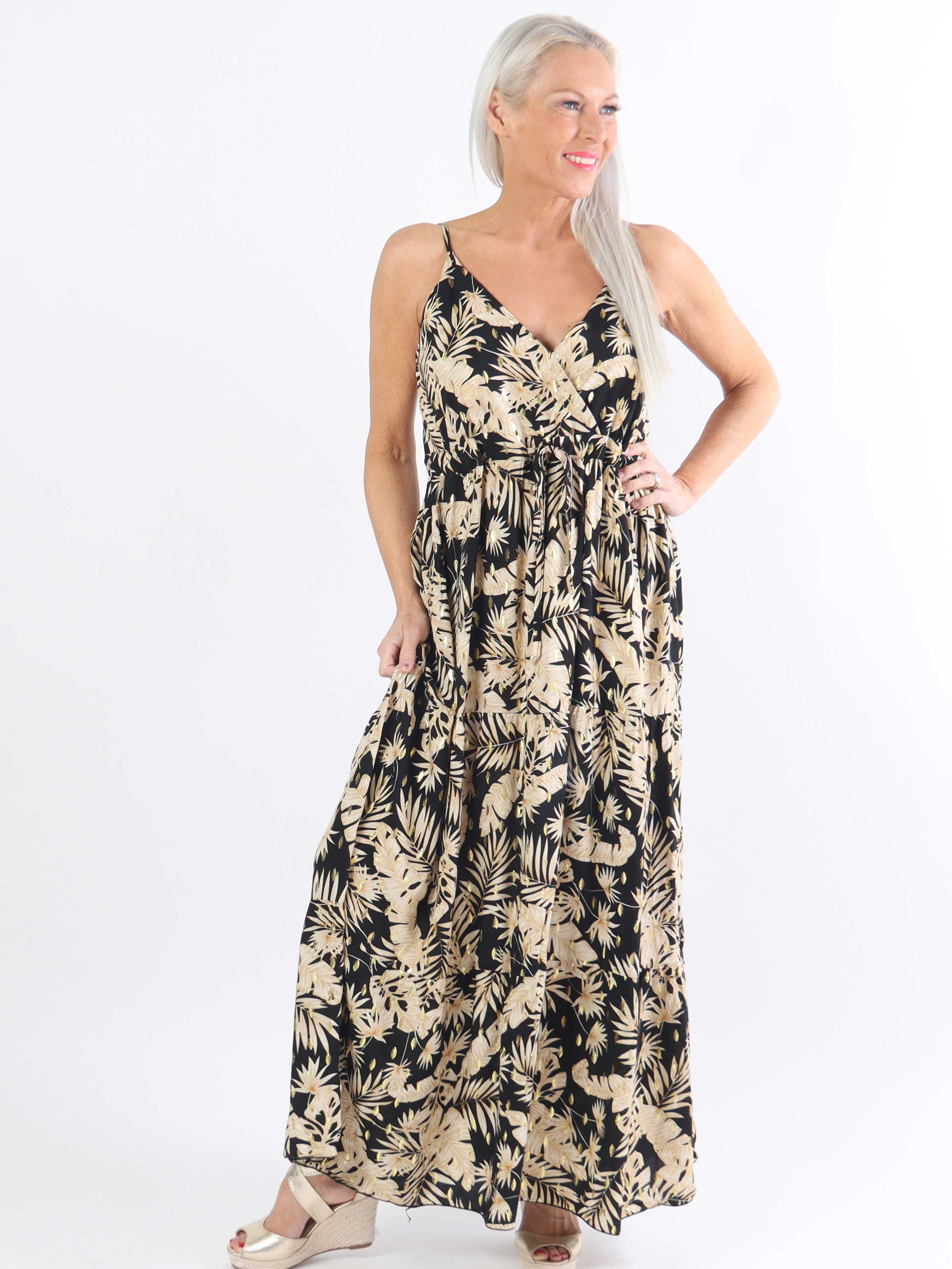 Lucie Palm - Plus size stropkjole i viskose med palmeprint